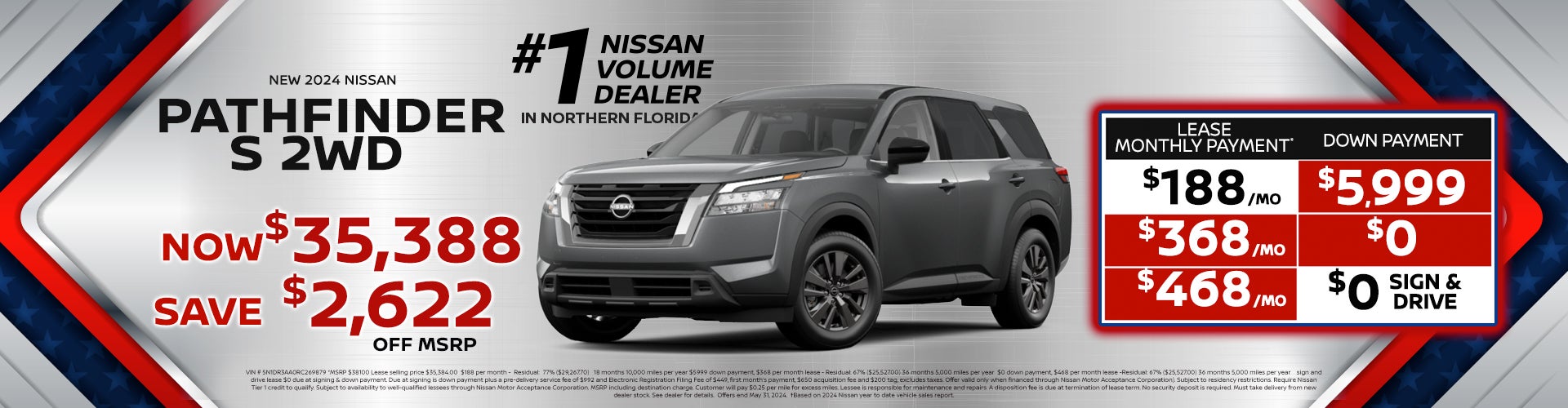 2024 Pathfinder Lease for as low as $188 per month