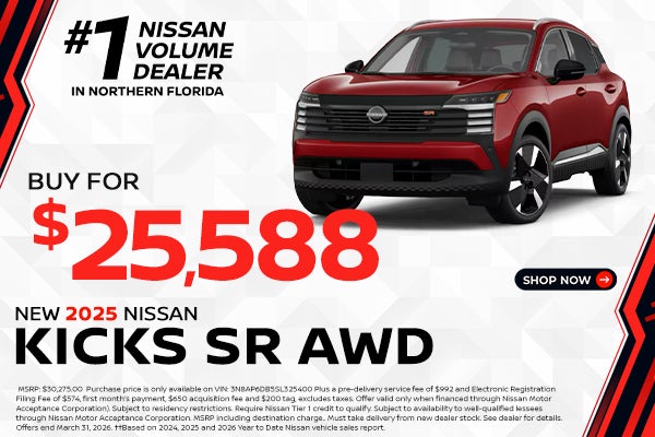 2025 KICKS SR AWD SELLING PRICE: $25,588.00