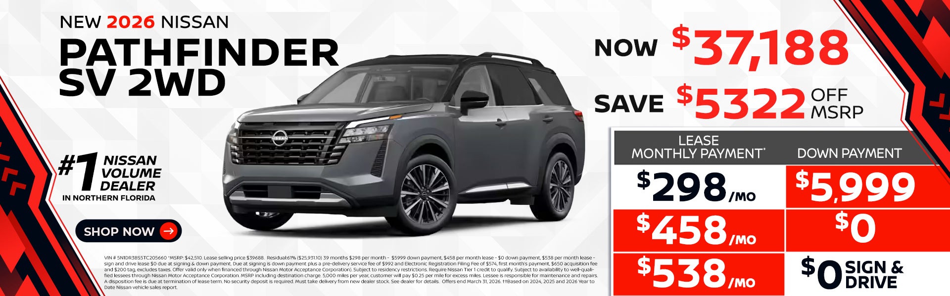 2026 Pathfinder as low as $298 per month