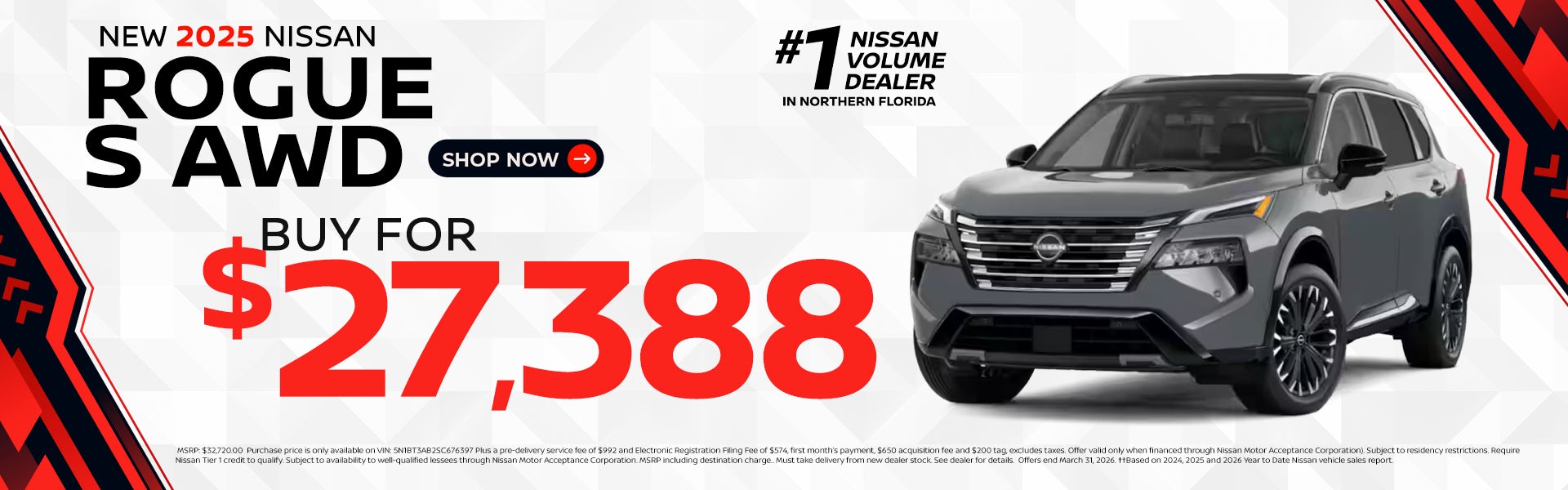 2025 ROGUE S AWD SELLING PRICE: $27,388.00