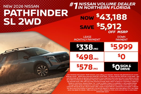 2026 Pathfinder lease as low as $338 per month
