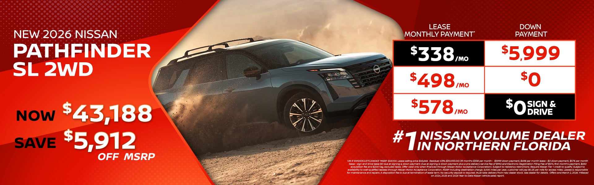 2026 Pathfinder lease as low as $338 per month