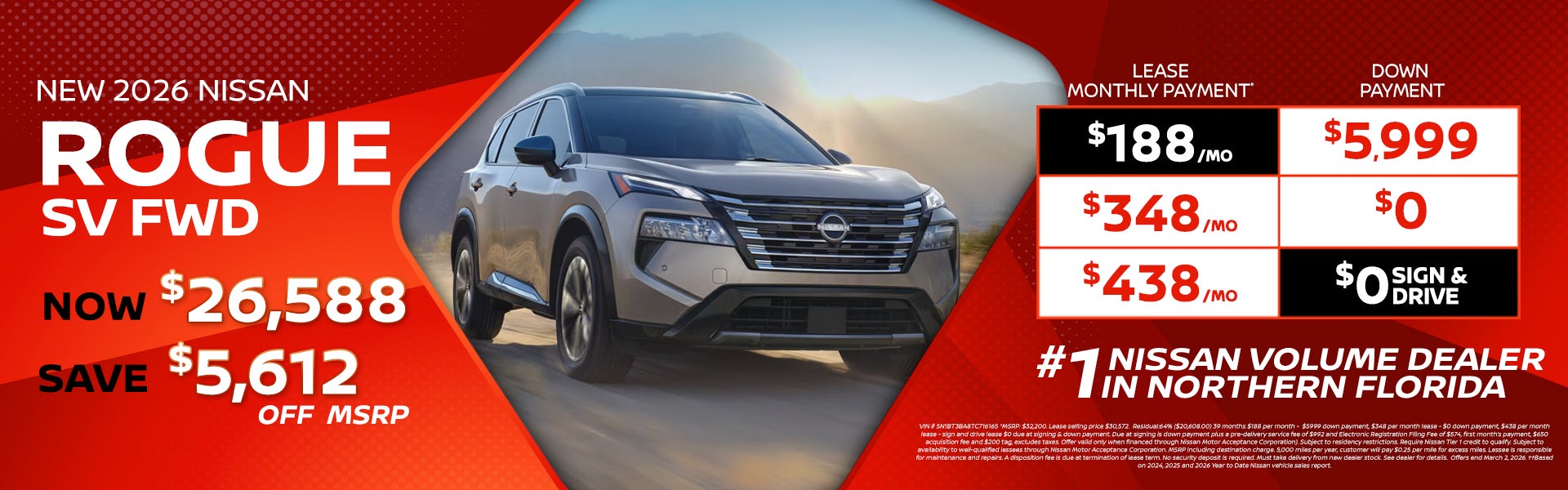 2026 Rogue lease as low as $188 per month