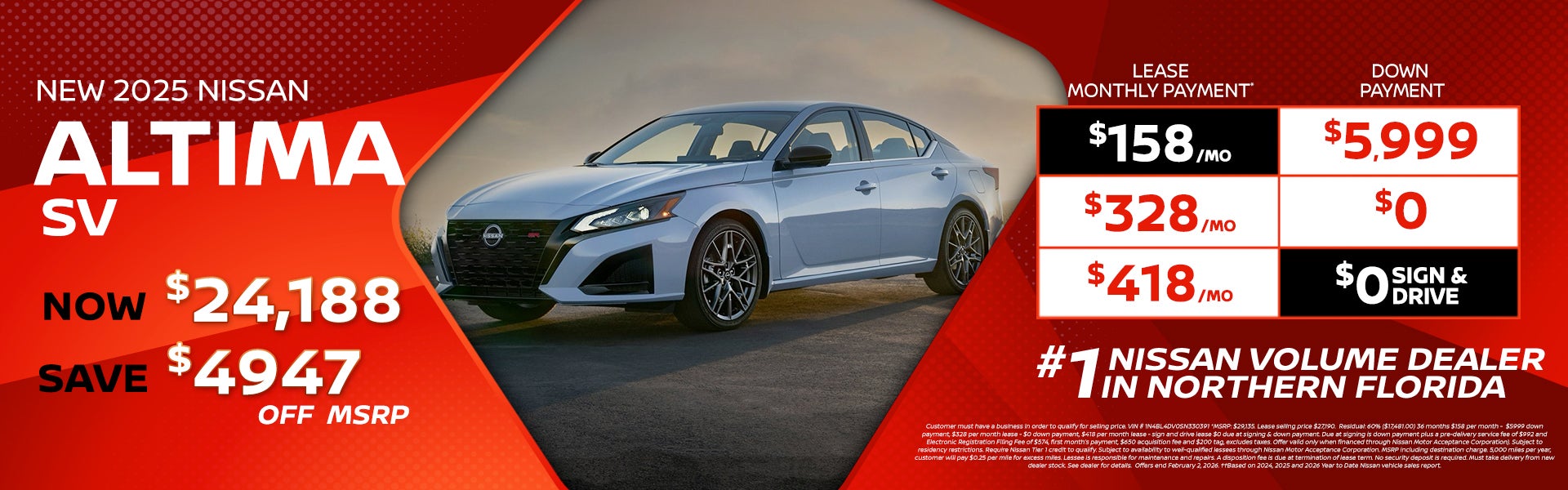 2025 Altima lease as low as $158 per month