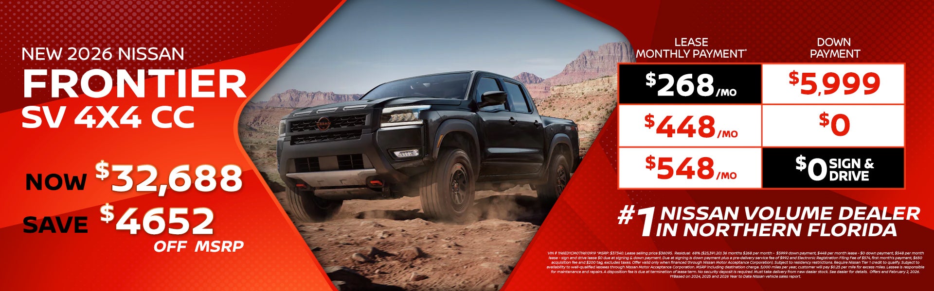 2026 Frontier lease as low as $268 per month